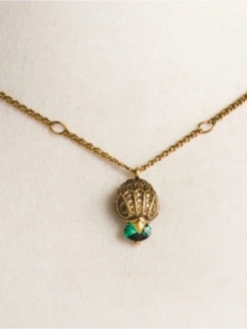 NWT Kurt Geiger Gold/Bronze Eagle Pendant Necklace with Green Stone